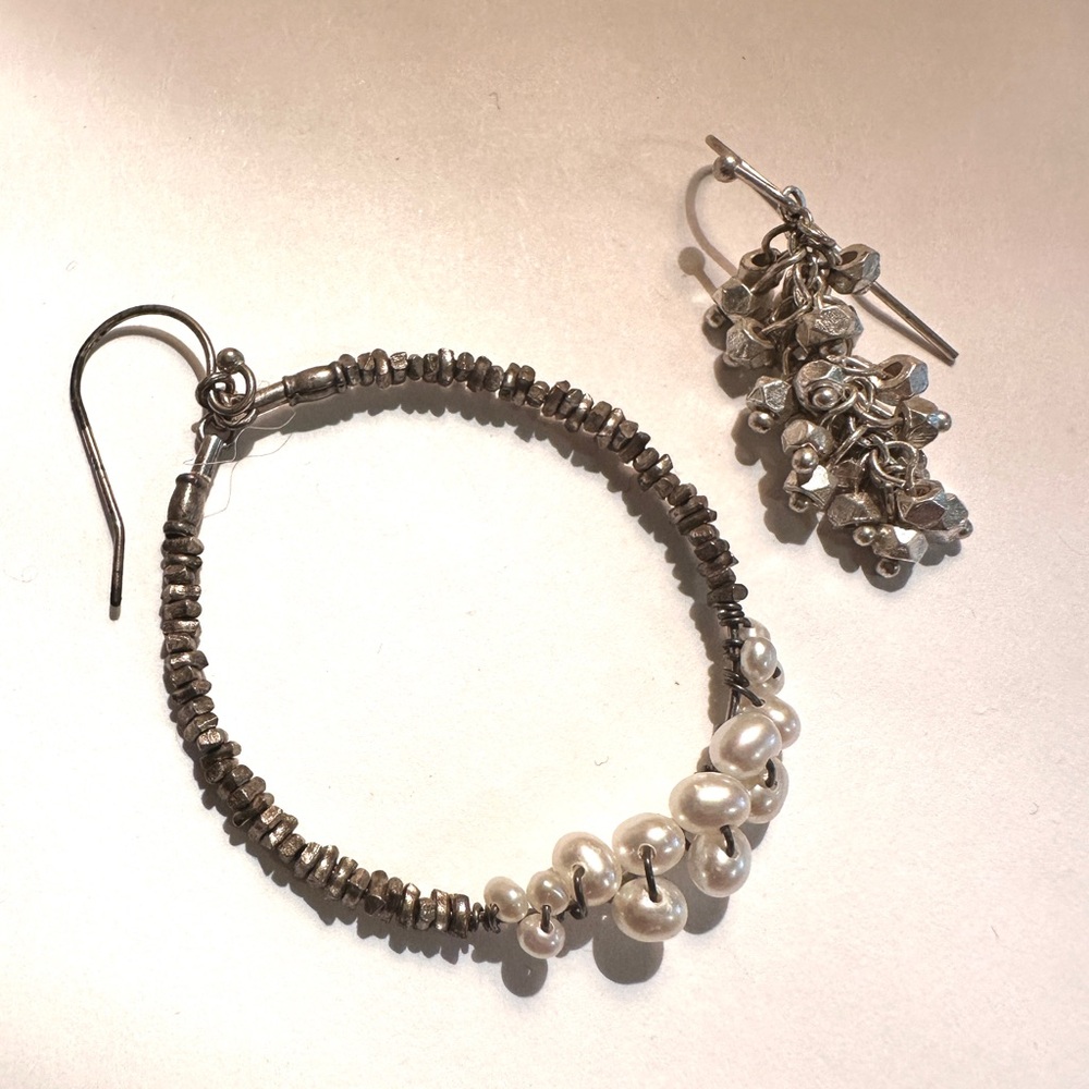 Elegant Mixed Metal and Pearl Earrings Set